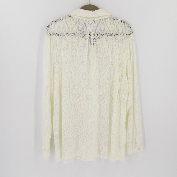 City Chic Lace Shirt Size 18 Ivory Button up - Picture 2 of 4